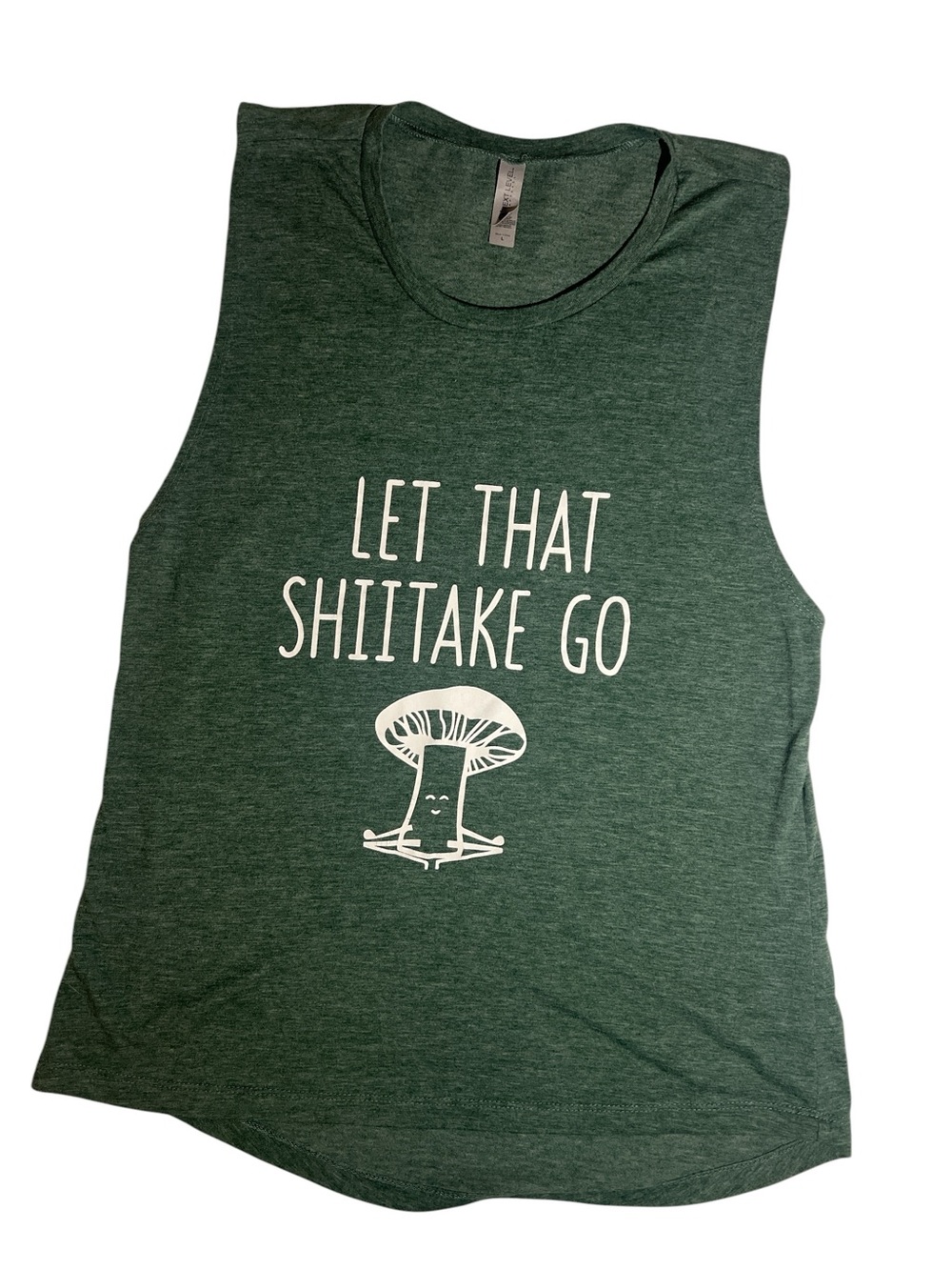 Next Level Apparel Mushroom Forest Green Graphic Tank with White Print